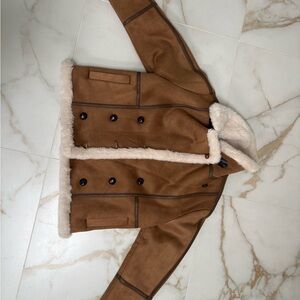 Petite Studio Callen Suede and Fur Faux Shearling Coat - Tawny | WORN ONCE